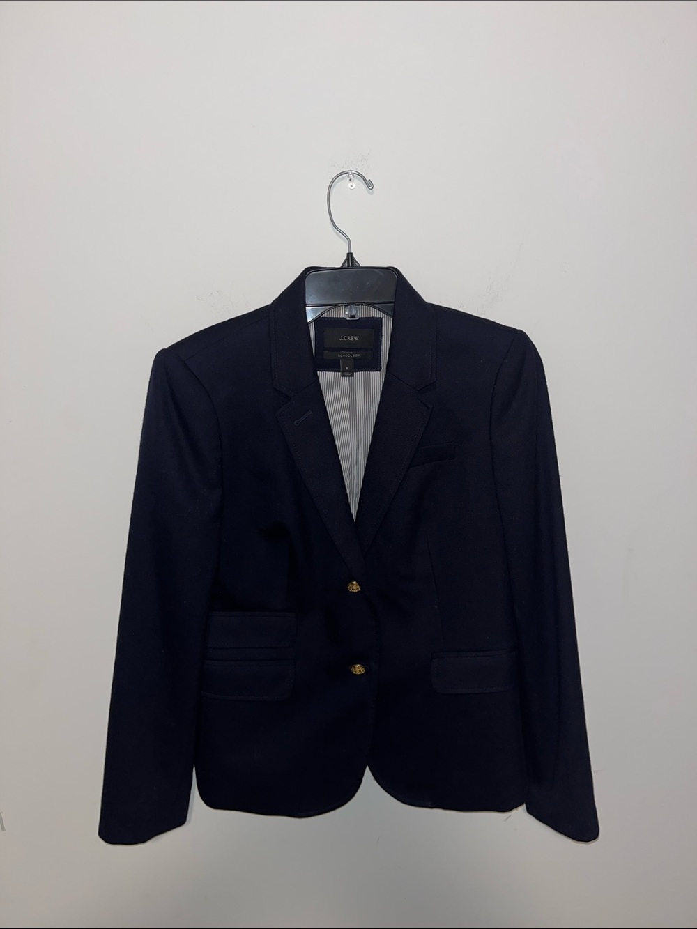 J. Crew Dark Navy Women's Tailored School Boy Blazer with Gold Buttons